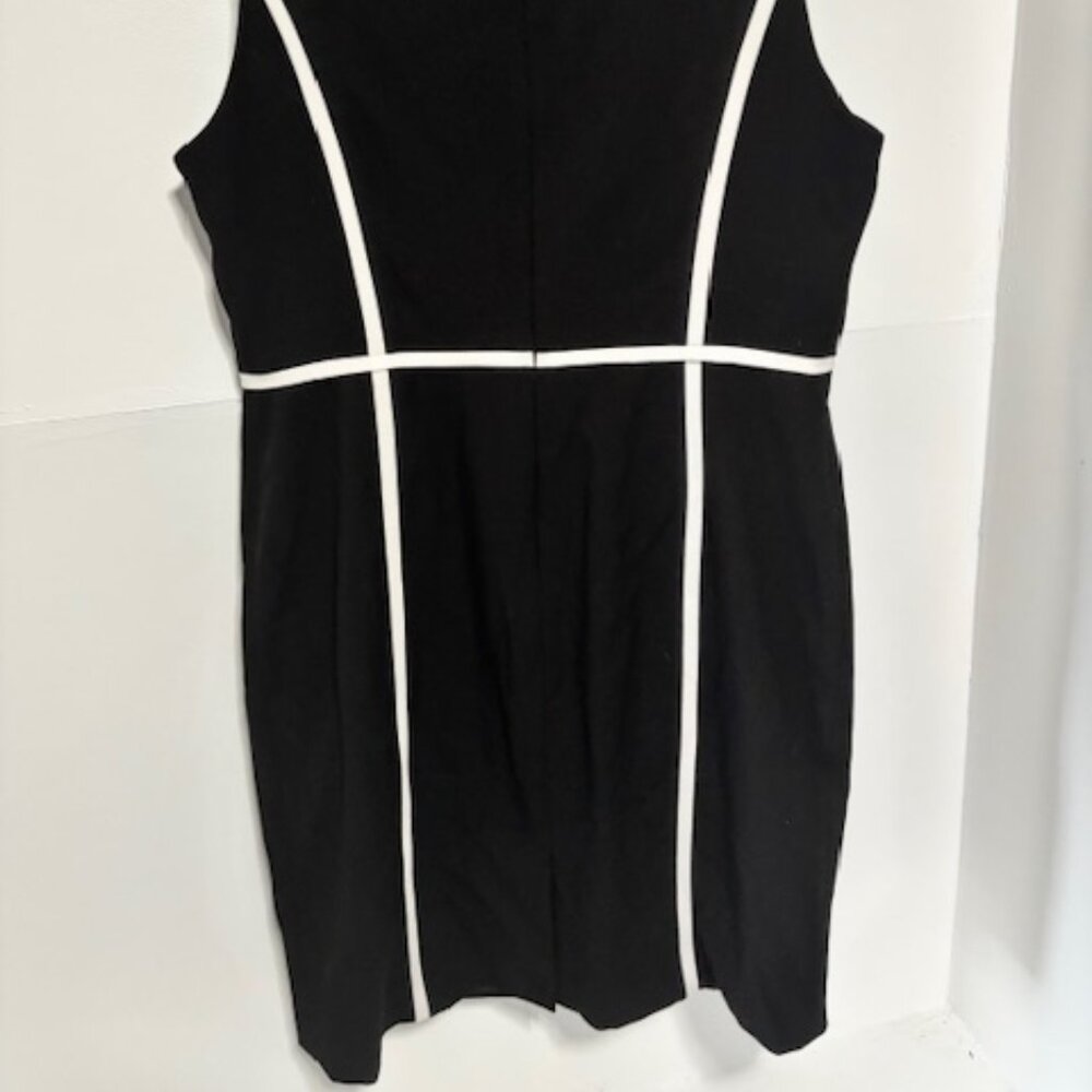 Calvin Klein Black White Trim Sleeveless Sheath Dress 14 Careerwear Chic - Picture 4 of 6